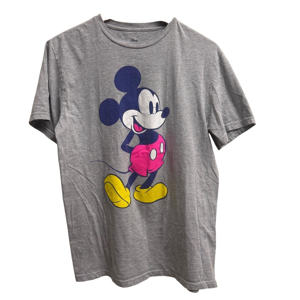 Disney Mickey Mouse Medium T-Shirt Adult Gray Graphic Short Sleeve Casual‎